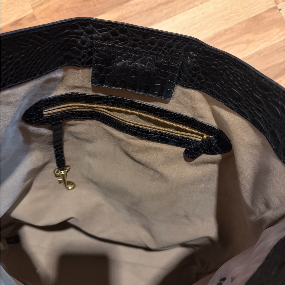 Brahmin Black Croc-Embossed Women's Tote Bag - Picture 4 of 7